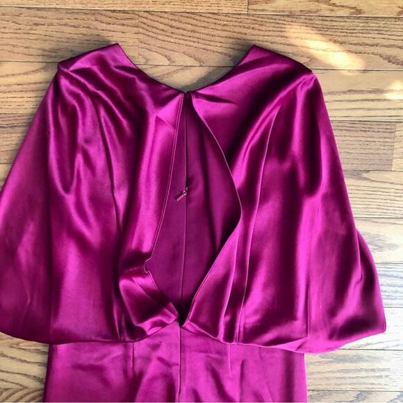 HALSTON Cape Sleeve Open Back Mini Sheath Dress Red Women’s Size 6 - Picture 10 of 11